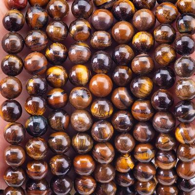 8mm Brown Tiger Eye Gemstone Beads Healing Crystal Stone Beads para fabricação de jóias