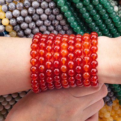 Ágata Vermelha 8 mm Pedra de Carnelia Natural Perlas Redondas Para Joias de Festa