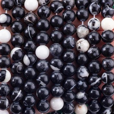 8mm Zebra Negra Jáspero Pedras preciosas contas de cristal de pedra curativa contas para fabricação de jóias