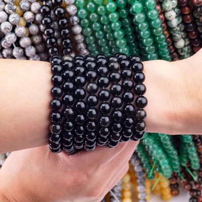 8mm Black Onyx gemstone Beads Healing Crystal Stone Beads para fabricação de jóias