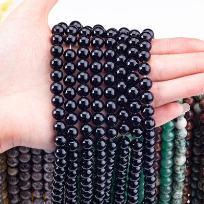 8mm Black Onyx gemstone Beads Healing Crystal Stone Beads para fabricação de jóias