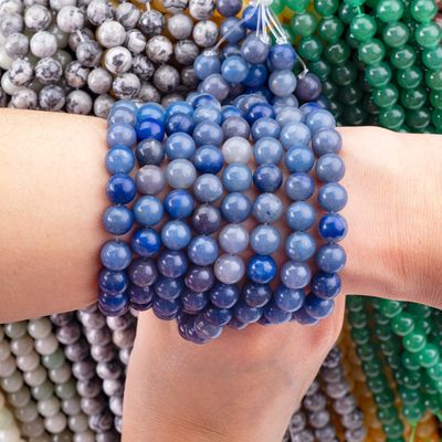 8mm Blue Aventurine Gemstone Beads Healing Crystal Stone Beads para fabricação de jóias
