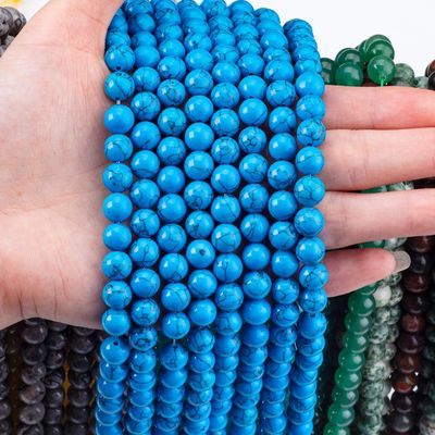 Turquesa Azul 8MM Forma Redonda Suave Perla Solta Para Ferramentas de Fabricação de jóias
