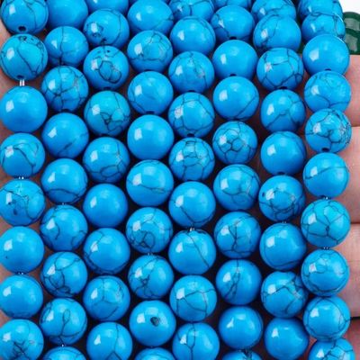 Turquesa Azul 8MM Forma Redonda Suave Perla Solta Para Ferramentas de Fabricação de jóias