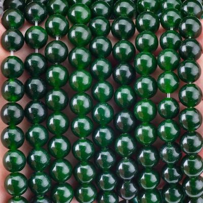 8MM Jade verde-negro polido Forma redonda lisa Bulk Bead Para joalharia de contas