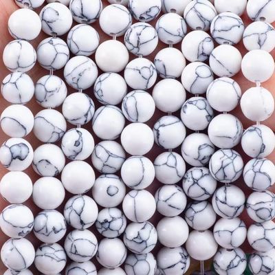Pedra de cristal 8mm Howlite Forma redonda Pedra preciosa Perla solta Para a fabricação de colar de pulseira