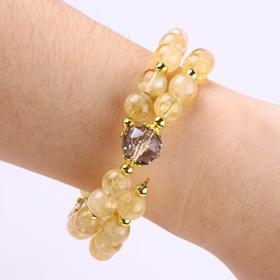 Pulseira de cristal de citrino amarelo de 8 mm com escultura de cão