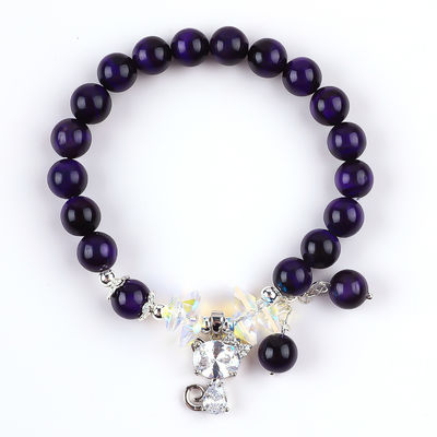Púrpura Olho de Tigre Pulseiras de Pedra Semi-Preciosa 8mm de contas Pulseiras de Pedra Prêmios feitos à mão
