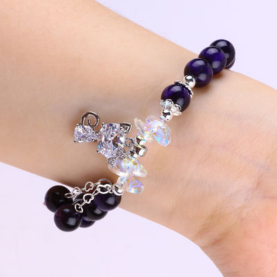 Púrpura Olho de Tigre Pulseiras de Pedra Semi-Preciosa 8mm de contas Pulseiras de Pedra Prêmios feitos à mão