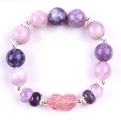 14MM Purple Mica Bracelet Fluorite Pixiu Stretch Bead Bracelet Traz Sorte
