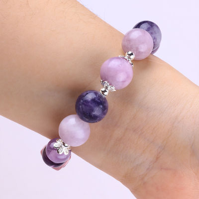 14MM Purple Mica Bracelet Fluorite Pixiu Stretch Bead Bracelet Traz Sorte
