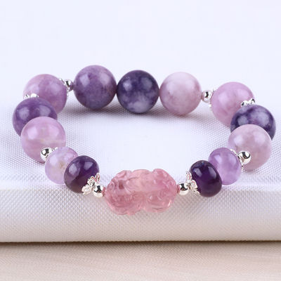 14MM Purple Mica Bracelet Fluorite Pixiu Stretch Bead Bracelet Traz Sorte
