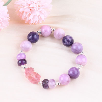 14MM Purple Mica Bracelet Fluorite Pixiu Stretch Bead Bracelet Traz Sorte