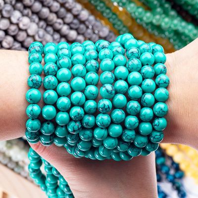 8MM Verde Turquesa Bulk Beads Filamentos Para Joalharia Fazer Pulseira Colar Orifício