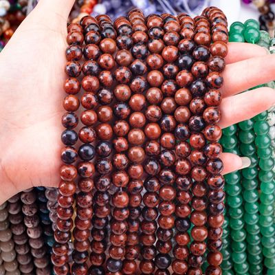 8MM Mahogany Jasper Polido Limpa Grossa Bolas Para Boiadeira DIY Boiadeira Manual