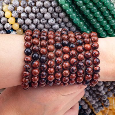 8MM Mahogany Jasper Polido Limpa Grossa Bolas Para Boiadeira DIY Boiadeira Manual