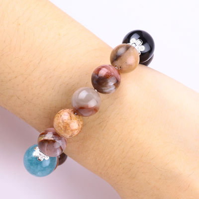 Pulseira feita à mão de pedras preciosas com contas de madeira natural Petrificada Pulseira de pedra de madeira ajustável Peel Charms Pulseira para festa diária