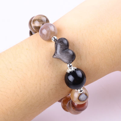 Pulseira feita à mão de pedras preciosas com contas de madeira natural Petrificada Pulseira de pedra de madeira ajustável Peel Charms Pulseira para festa diária