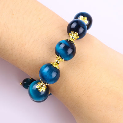 Pulseira feita à mão de pedras preciosas com contas, Olho de tigre azul natural, pulseira de pedra ajustável, feitiços de coração, pulseira para festa.