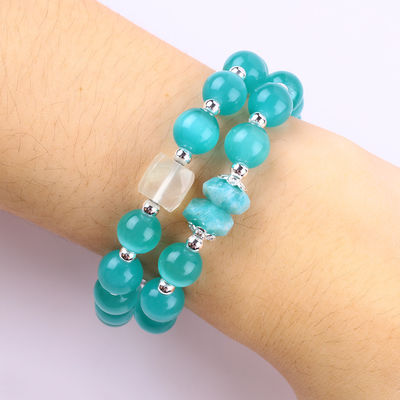 Pulseira feita à mão de pedras preciosas com contas Olho de gato verde Pulseira de pedra ajustável Rock Charms Pulseira para festa uso diário