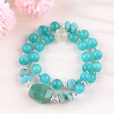 Pulseira feita à mão de pedras preciosas com contas Olho de gato verde Pulseira de pedra ajustável Rock Charms Pulseira para festa uso diário
