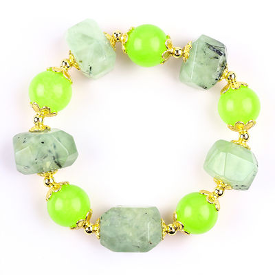 Pulseira feita à mão de pedras preciosas com contas Natural Prehnite Pedra Pulseira Adjustable Charms Pulseira para festa uso diário