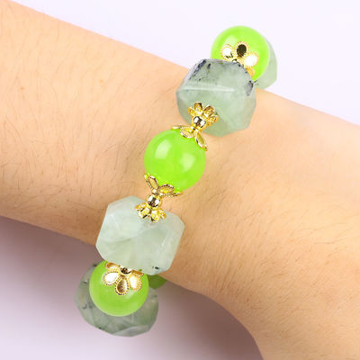 Pulseira feita à mão de pedras preciosas com contas Natural Prehnite Pedra Pulseira Adjustable Charms Pulseira para festa uso diário