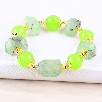 Pulseira feita à mão de pedras preciosas com contas Natural Prehnite Pedra Pulseira Adjustable Charms Pulseira para festa uso diário