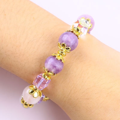 Pulseira feita à mão de pedras preciosas com pérolas Pulsante natural Pulsante de pedra Mica Pulsante de charme ajustável Pulsante para uso diário de festa
