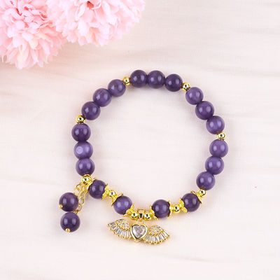8mm Cristal Púrpura Cat Eye Bead Lustrado Pedras preciosas Stretch Bracelets