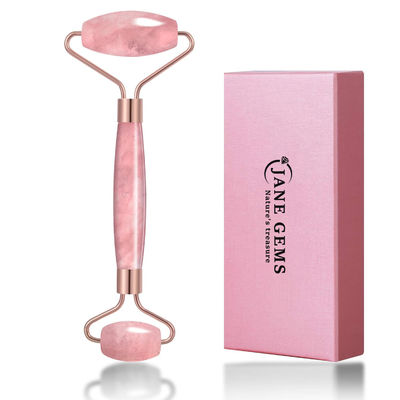Roller de jade de quartzo rosa de pedra de cristal para tratamento facial / eliminação de edema