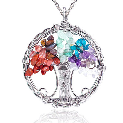 2.6*2.2 polegadas/6.6*5.2 cm Chakra Gemstone Necklace Release Ansiedade