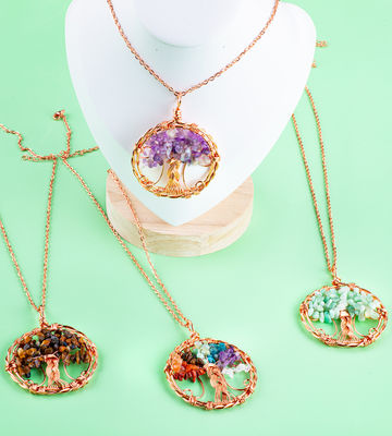 2.6*2.2 polegadas/6.6*5.2 cm Chakra Gemstone Necklace Release Ansiedade