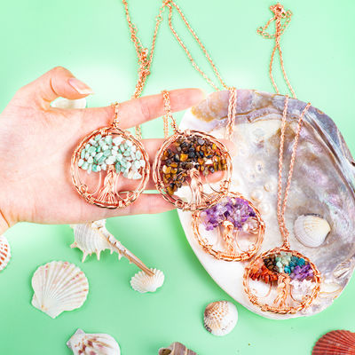 2.6*2.2 polegadas/6.6*5.2 cm Chakra Gemstone Necklace Release Ansiedade