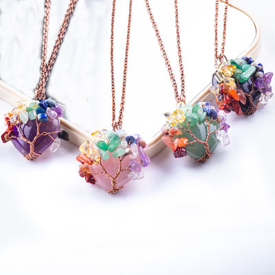 Unisexo Verde Aventurino Chakra Cura Cristal Colar Chakra Pedra Pendente