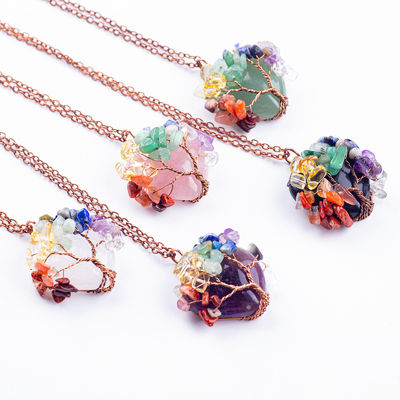 Liberte a Ansiedade Chakra Árvore Collar Pendente 1.96 * 1.57 polegadas / 5 * 4cm