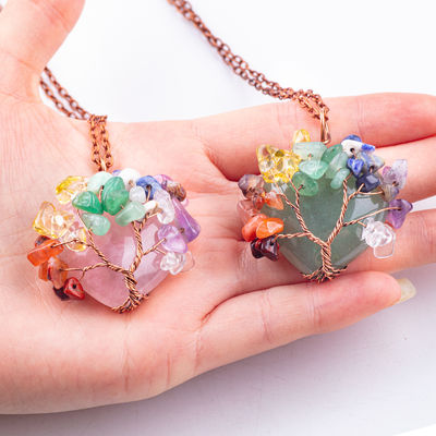 Liberte a Ansiedade Chakra Árvore Collar Pendente 1.96 * 1.57 polegadas / 5 * 4cm