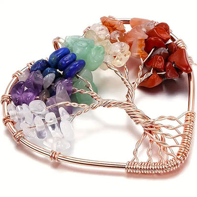 5*5cm Árvore da Vida Colar com Pedras de Chakra Pendente