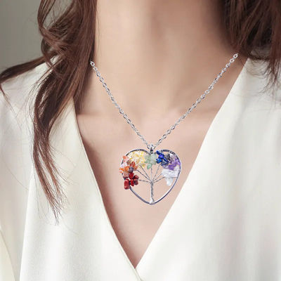 5*5cm Árvore da Vida Colar com Pedras de Chakra Pendente