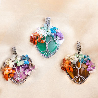 Aventurina Verde Chakra Espiritual Meditação Árvore da Vida Chakra do Coração Necklace de Pedra de Cristal