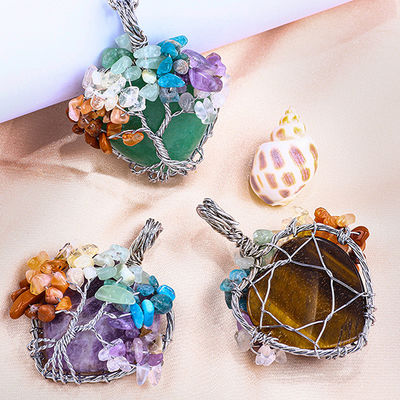 Aventurina Verde Chakra Espiritual Meditação Árvore da Vida Chakra do Coração Necklace de Pedra de Cristal