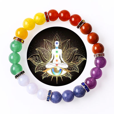 Mulheres Pedra Natural Chakra Pulseira de Pedra Geminosa 22,05 polegadas/56cm
