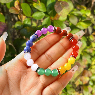 Mulheres Pedra Natural Chakra Pulseira de Pedra Geminosa 22,05 polegadas/56cm