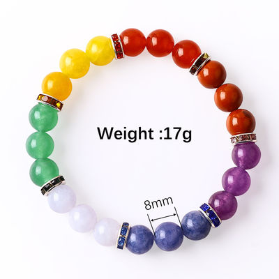 Mulheres Pedra Natural Chakra Pulseira de Pedra Geminosa 22,05 polegadas/56cm