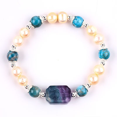 Apatite Azul Pedra de contas Rosa de água doce Pérola Pulseira OEM ODM