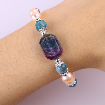 Apatite Azul Pedra de contas Rosa de água doce Pérola Pulseira OEM ODM