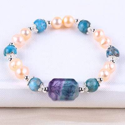 Apatite Azul Pedra de contas Rosa de água doce Pérola Pulseira OEM ODM