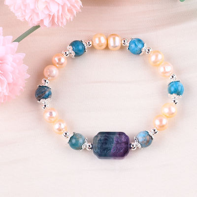 Apatite Azul Pedra de contas Rosa de água doce Pérola Pulseira OEM ODM