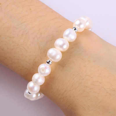 8MM Rosa Perla de Água Fresca Stretch Bracelet Coração Cristal Escultura