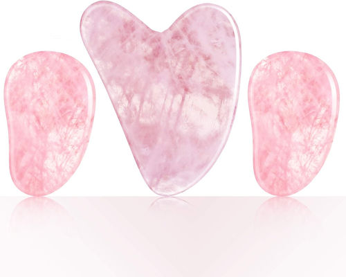 Polished Smooth Crystal Rose Quartz Gua Sha Board Jade Face Stone Para Anti Aging